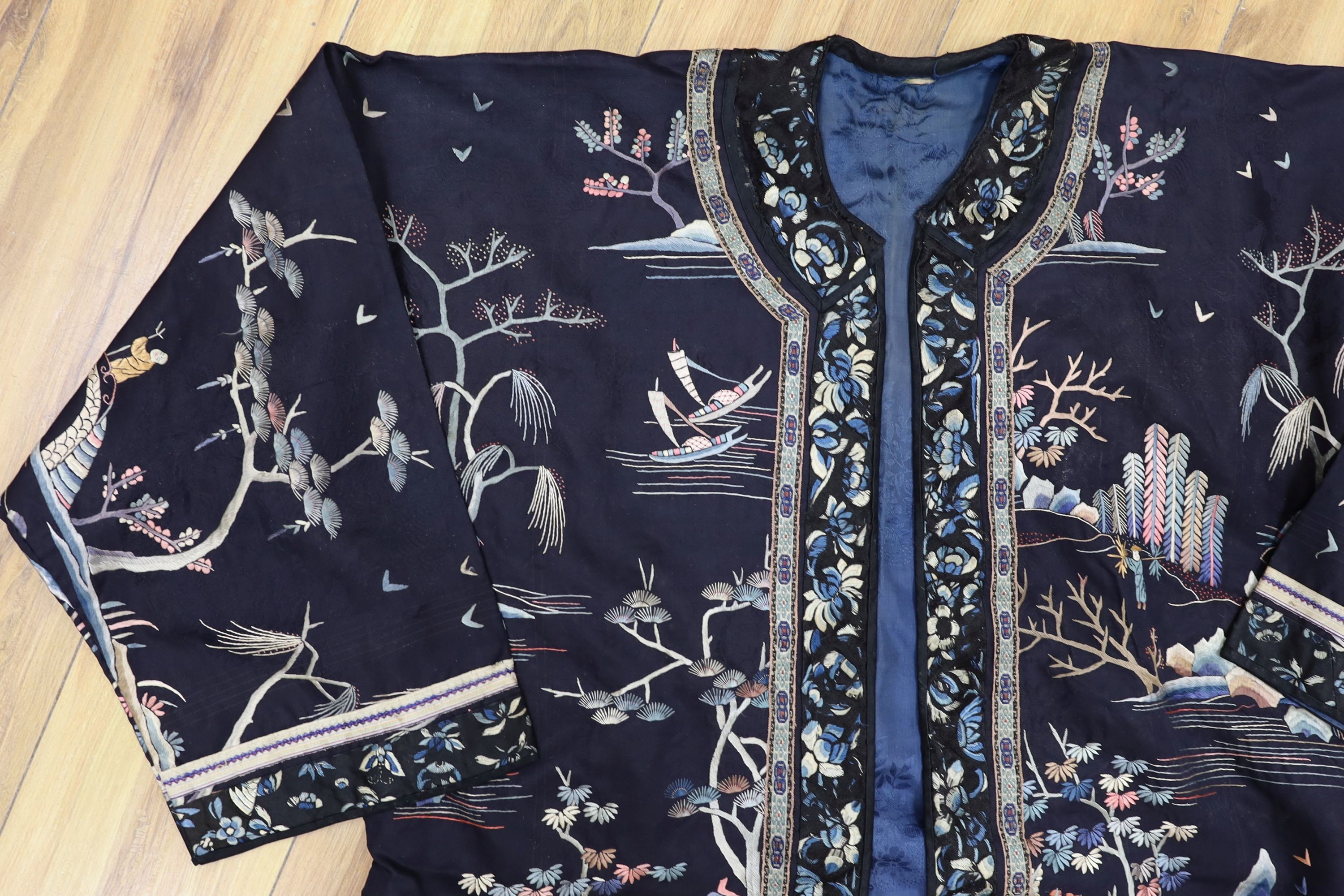 A Chinese embroidered silk robe